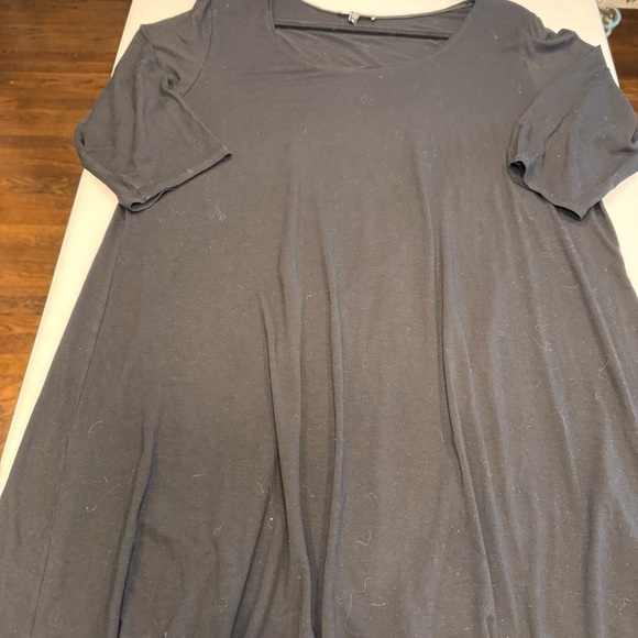 Eileen Fisher Woman Size 1X Scoop Neck 3/4 Sleeve Tunic Dress Black - Picture 8 of 9